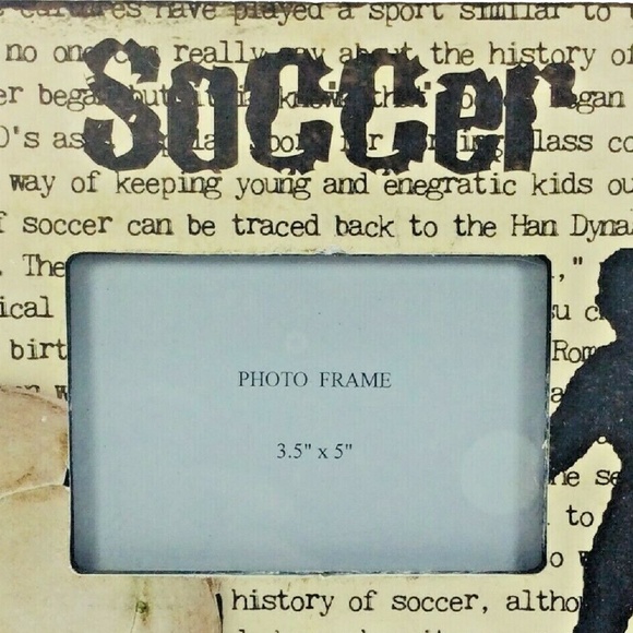 Rustic Plaque History of Soccer Photo Frame Size 3.5" New - Picture 2 of 6